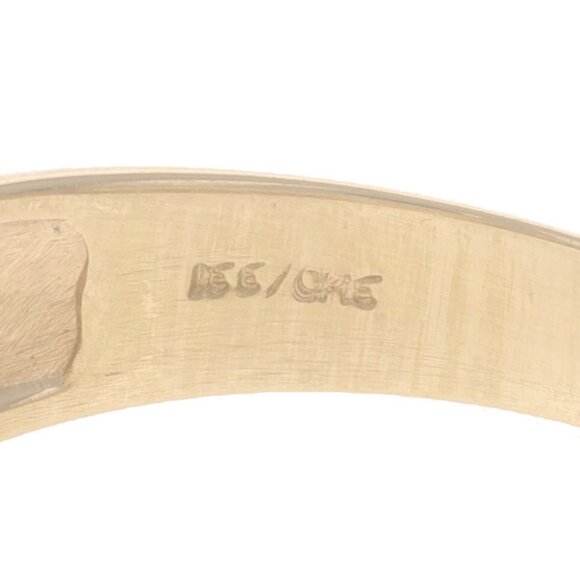 Yellow Gold Diamond Men's Ring - 10k Round Brilliant Three-Stone Wedding Band - Picture 7 of 7